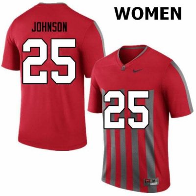 NCAA Ohio State Buckeyes Women's #25 Xavier Johnson Retro Nike Football College Jersey GUB0645AR